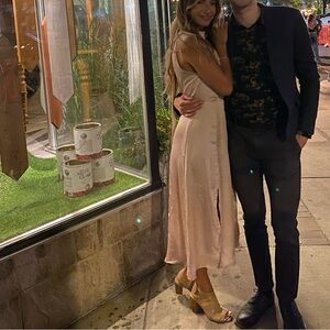 Astr Cream Satin dress